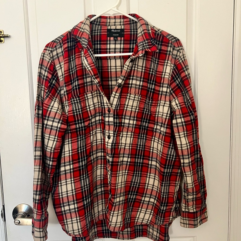 Madewell Red and Dark Navy Plaid Flannel